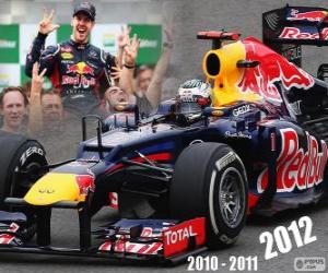 пазл Себастьян Феттель, F1 чемпион мира 2012 года с гонки Red Bull, является молодым трёхкратный чемпион